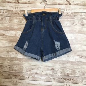 Wear Jeans Paperbag High Waist Distressed Shorts